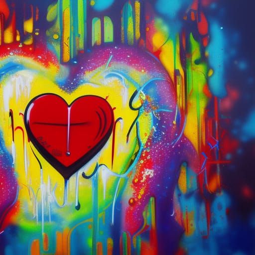 Graffiti Heart Splash Art in Street Style