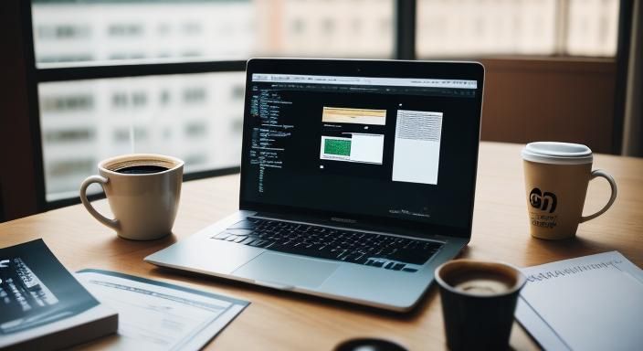 Female Web Developer Coding with Coffee