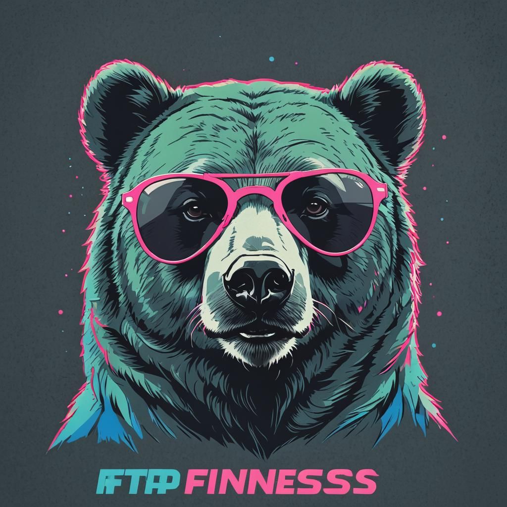 Pop Art Bear with Aviator Sunglasses in Vector Style