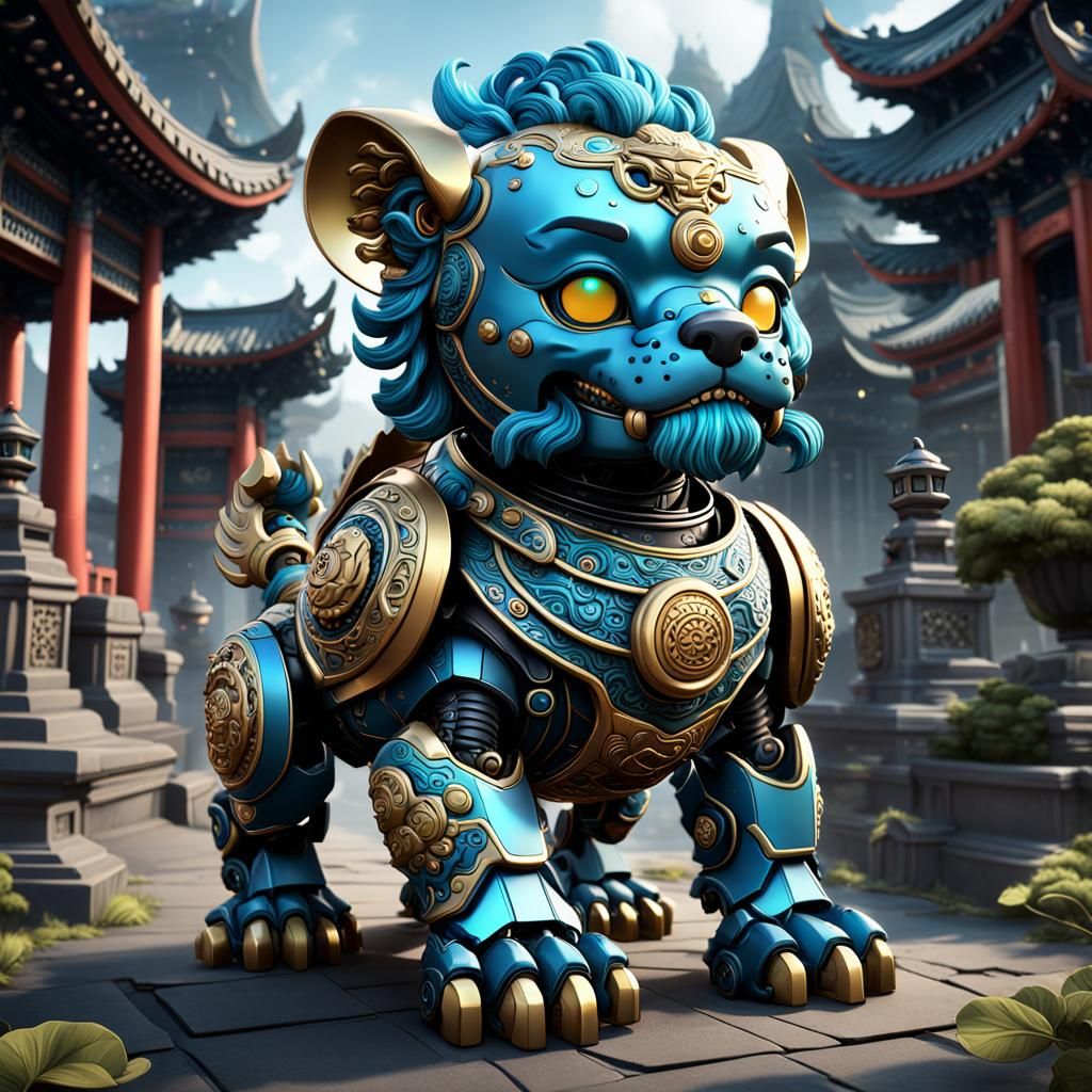 Detailed Chibi Robot Dog in a Fantasy Style