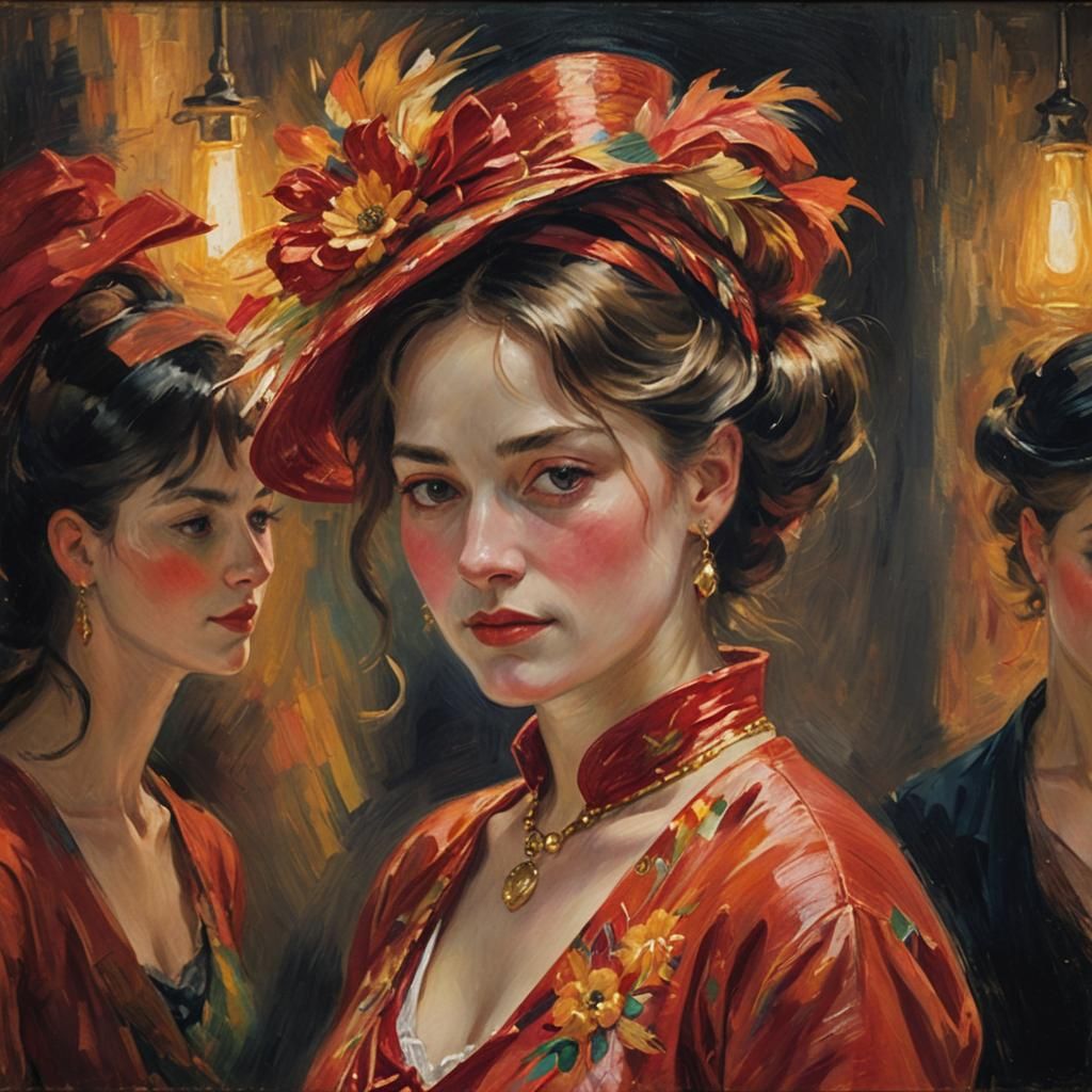 Woman in Red: A Modern Impressionistic Portrait