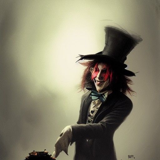 Sinister Mad Hatter Portrait in Digital Art Style