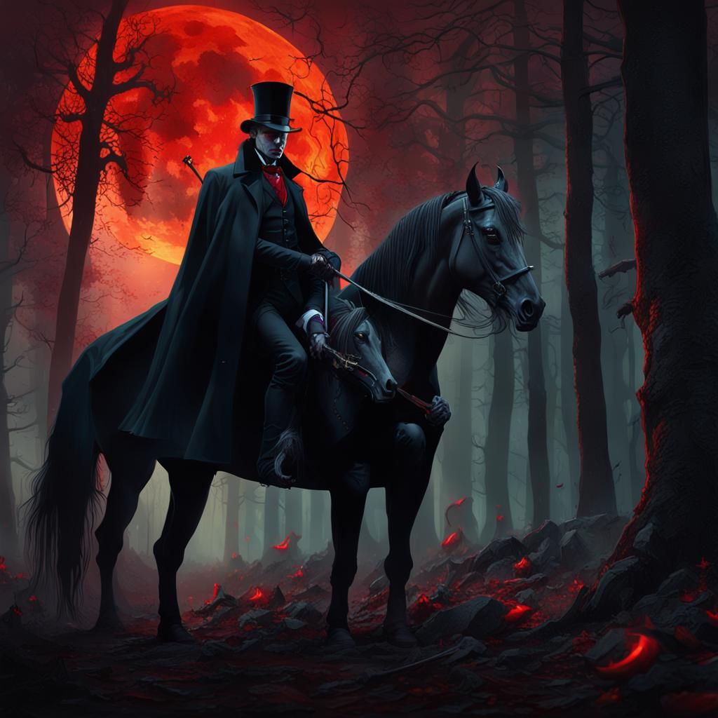 Gothic Vampire in Dark Forest: Fantasy Concept Art