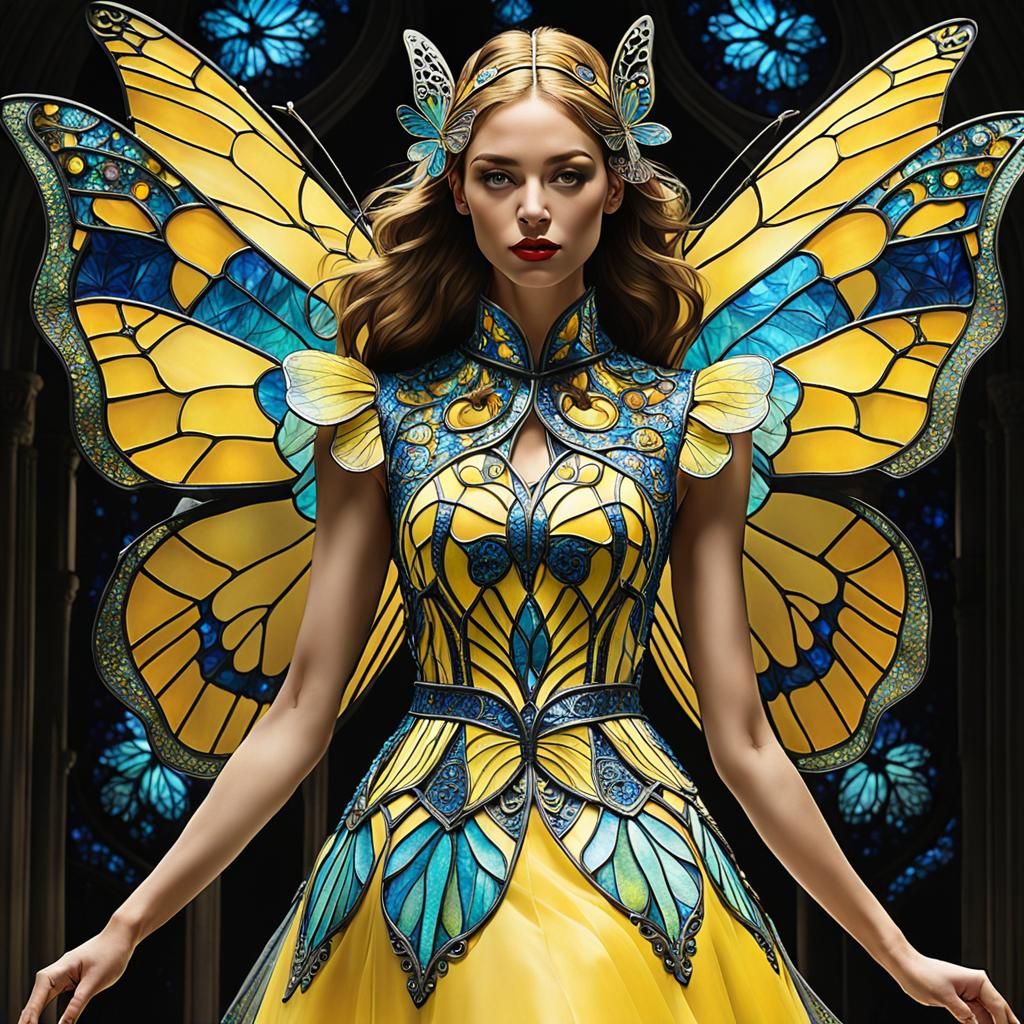 Make me a stained glass inspired butterfly