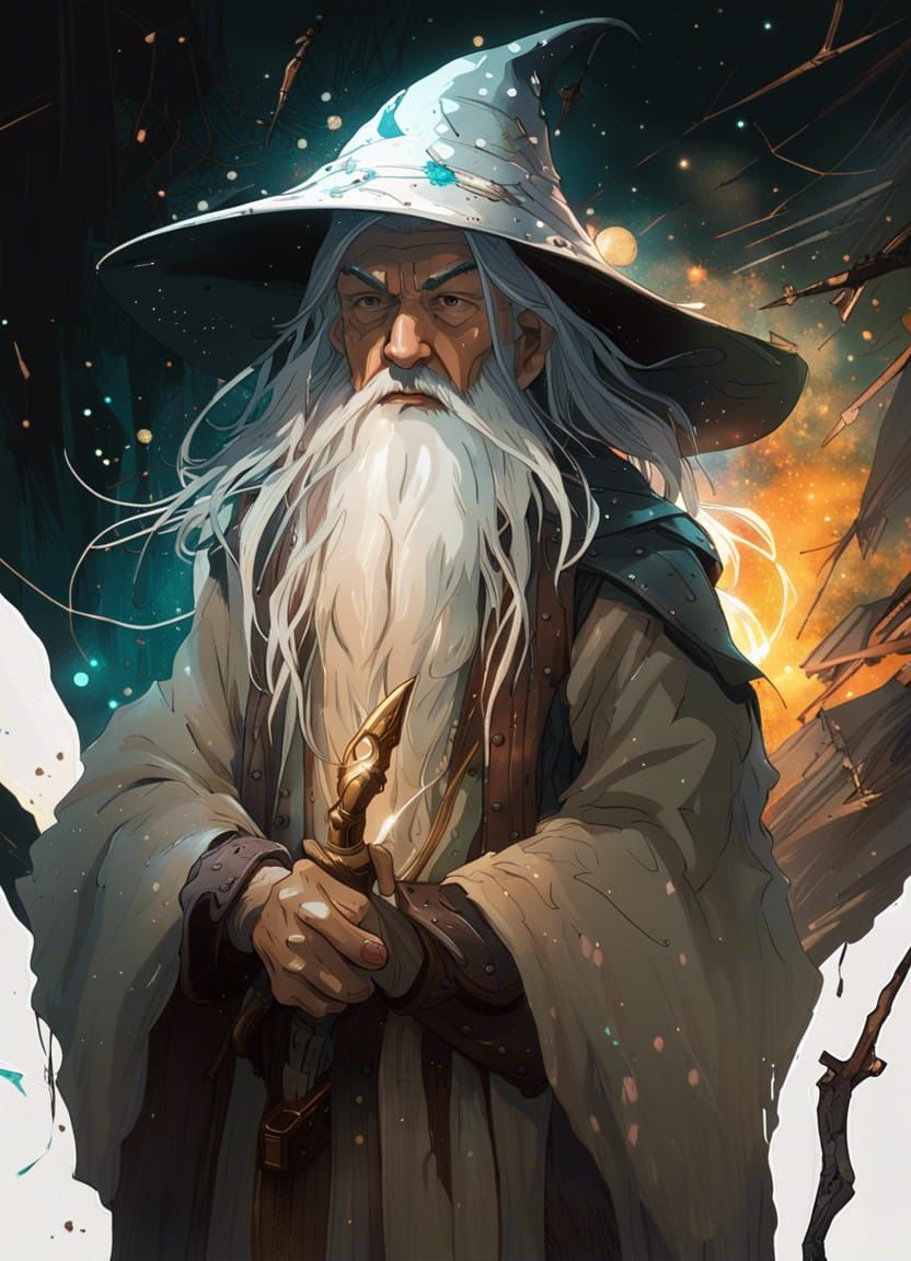 Anime Gandalf in Space, Digital Art