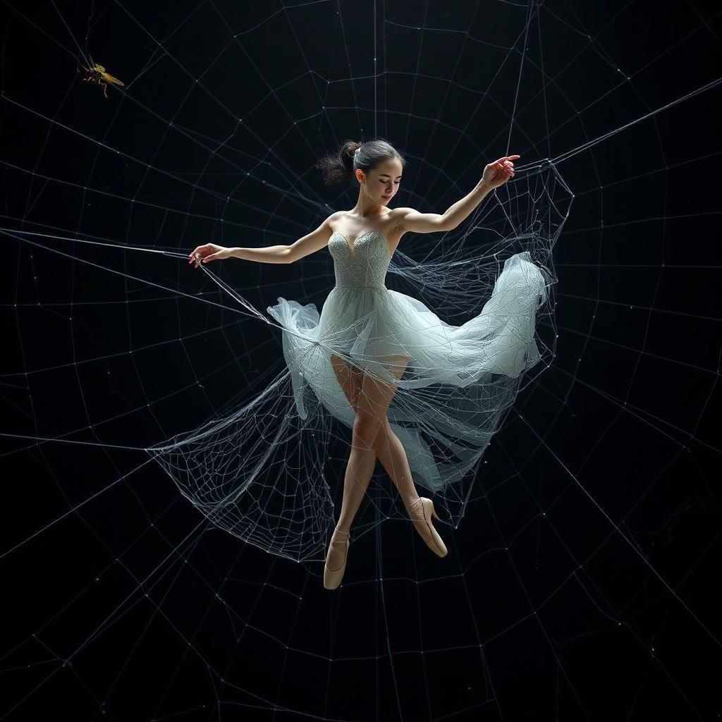 Ethereal Spider Silk Dancer in Surreal Light