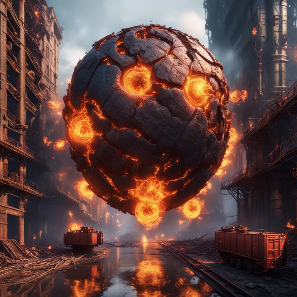 Fantastical Fire Ball and Industry Concept Art