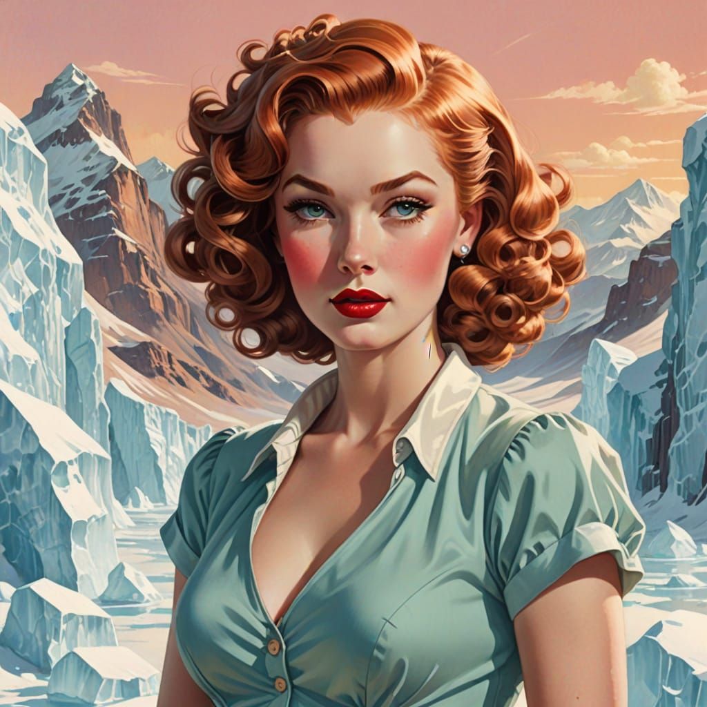 Vintage Pin-Up Beauty in Winter Wonderland