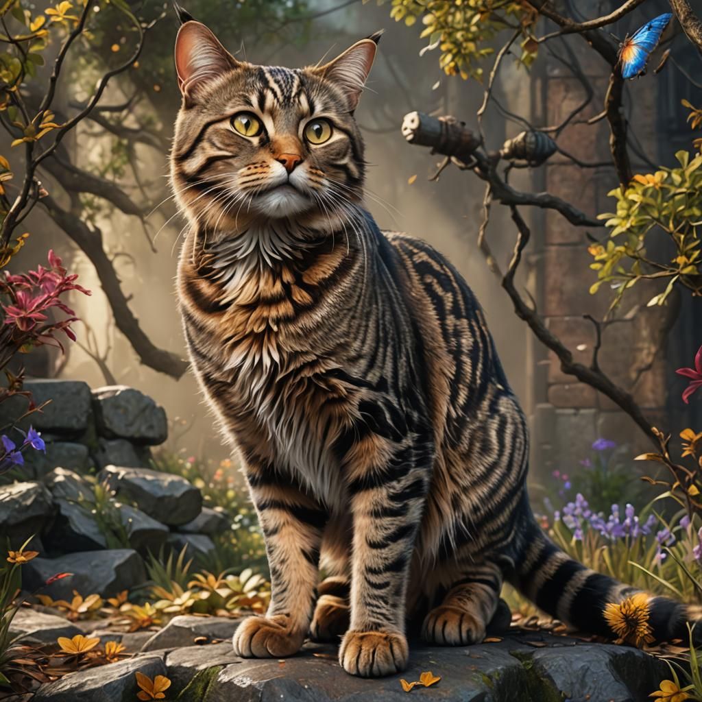 Detailed Matte Painting of a Brown Tabby Cat
