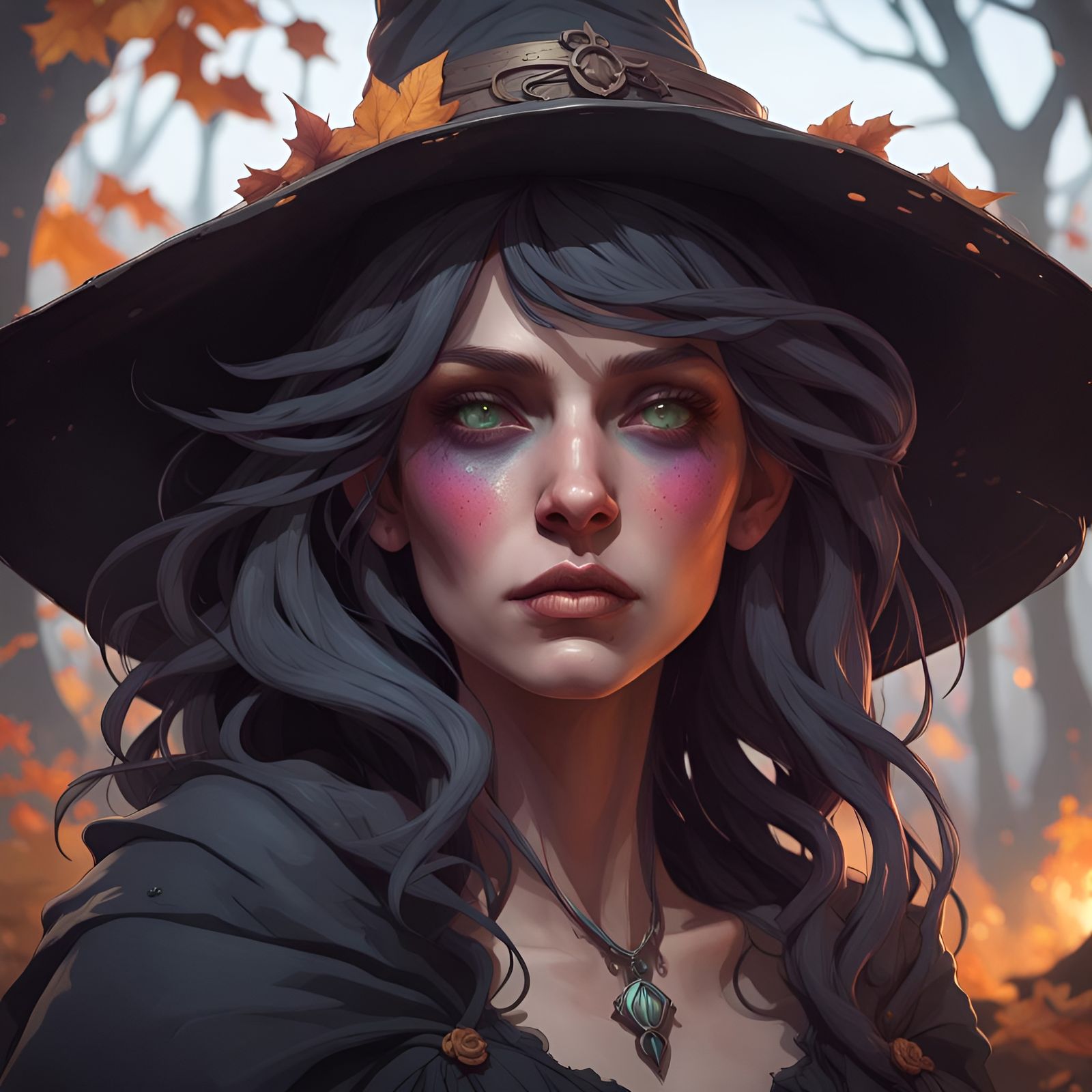 Sad Witch Portrait in Cottagecore Aesthetic