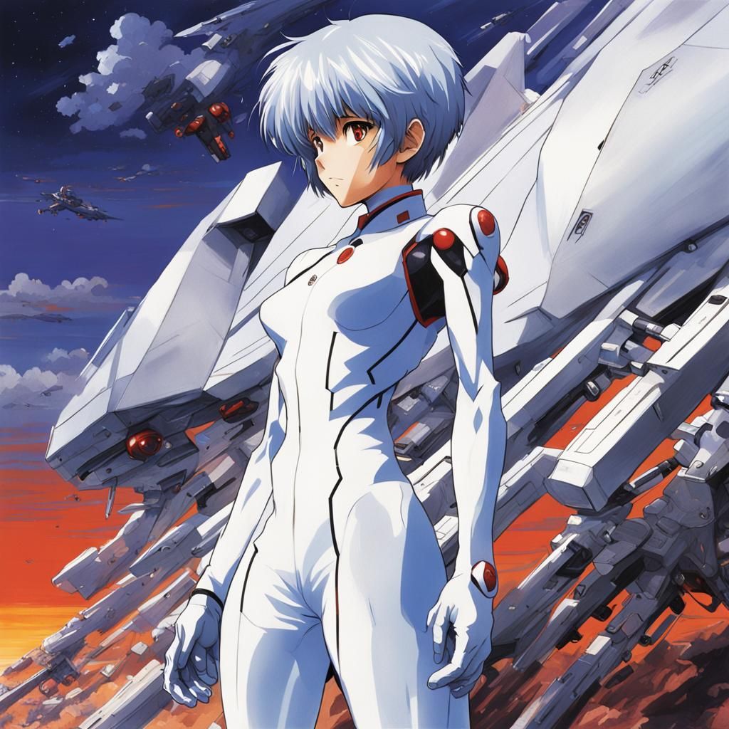 Rei Ayanami in White Plugsuit, Anime Style