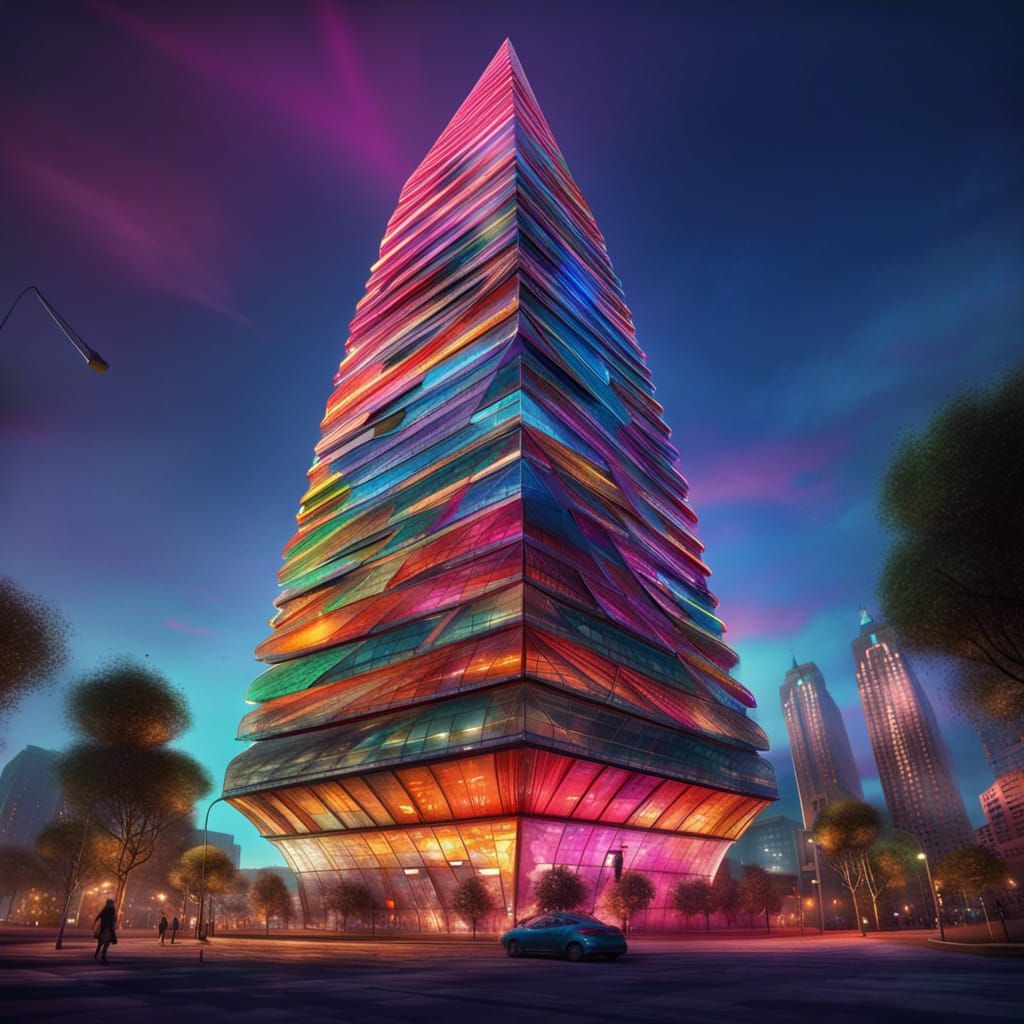 Ginormous Triangle Skyscraper in 3D Digital Art