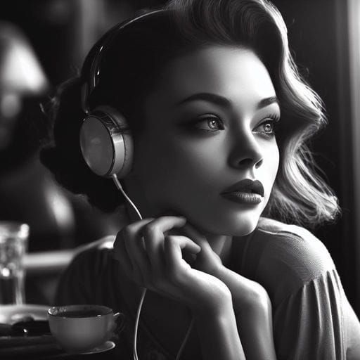 Beautiful French Woman in 1930s Cafe: Splash Art