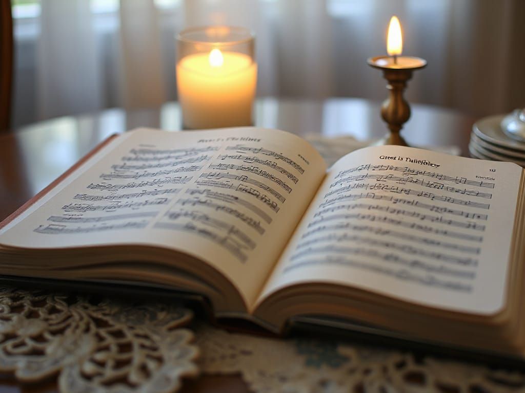 Hymnbook and Candle in Ethereal Mist