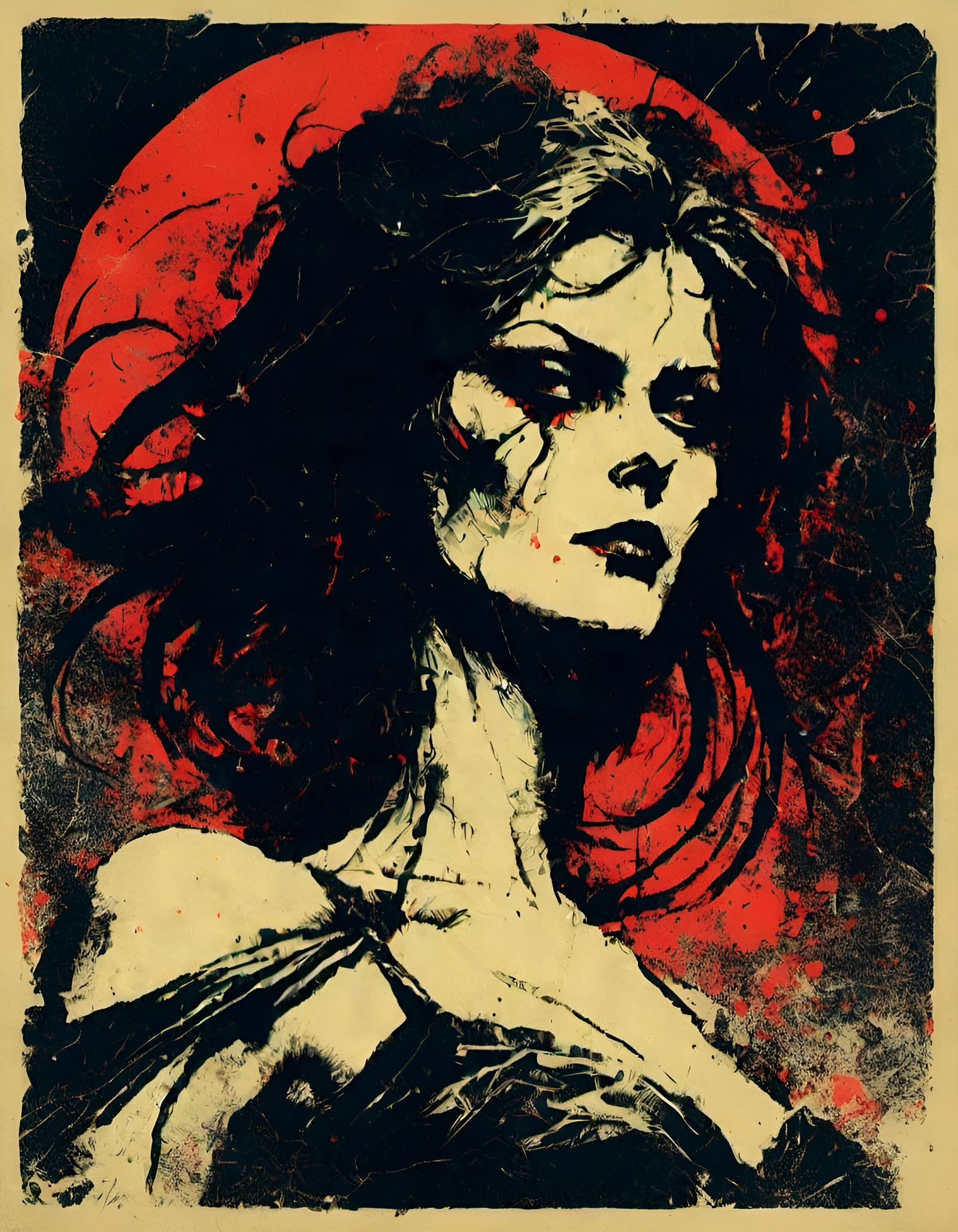 Macabre Halftone Logo of a Villain Woman