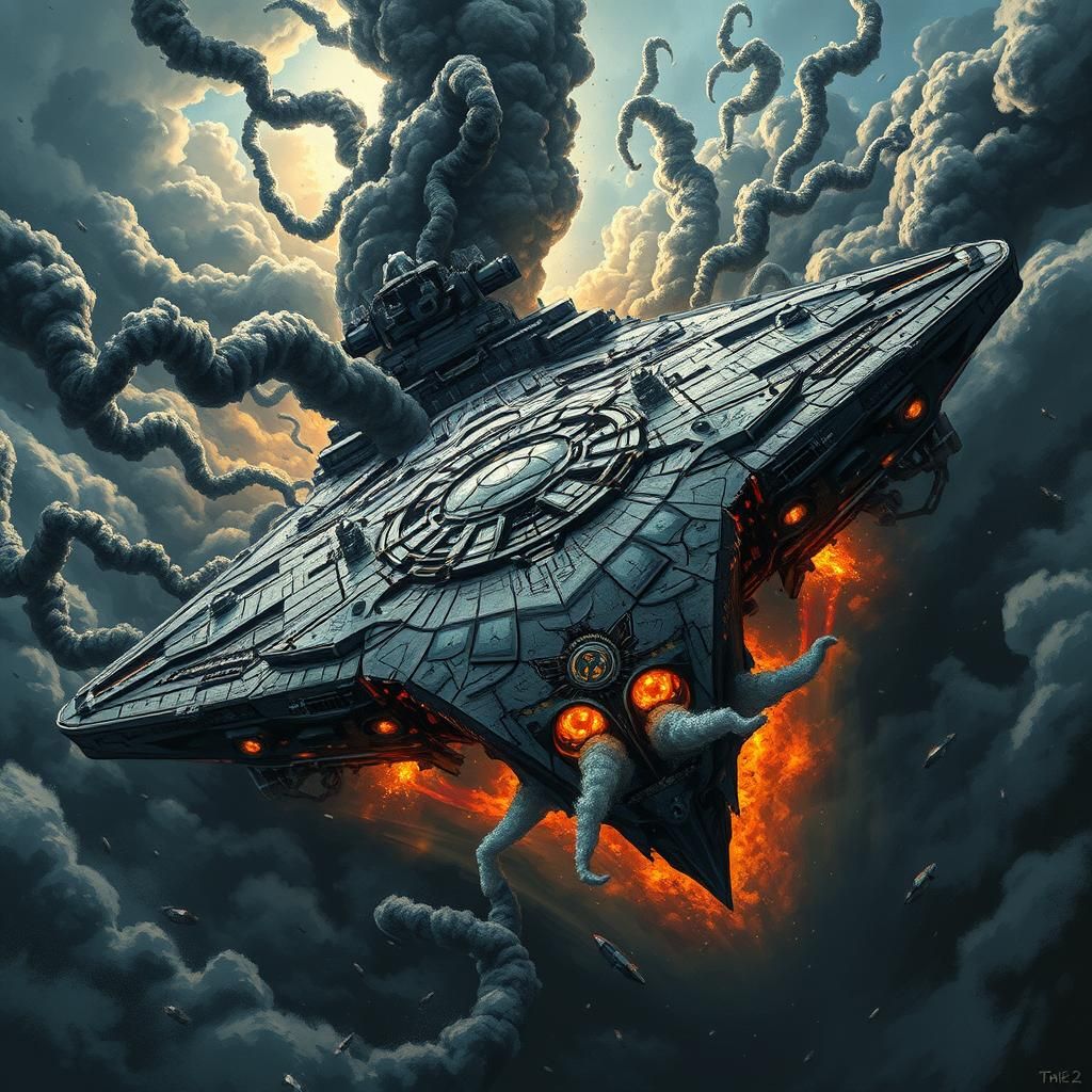 The Shield Helicarrier is being torn apart by clouds that lo...