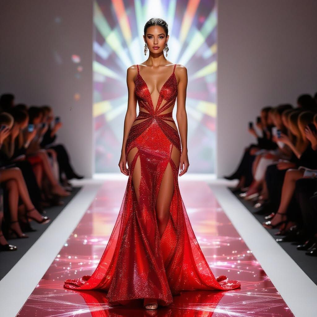 Crystalline Red Carpet Gown in Art Deco Style