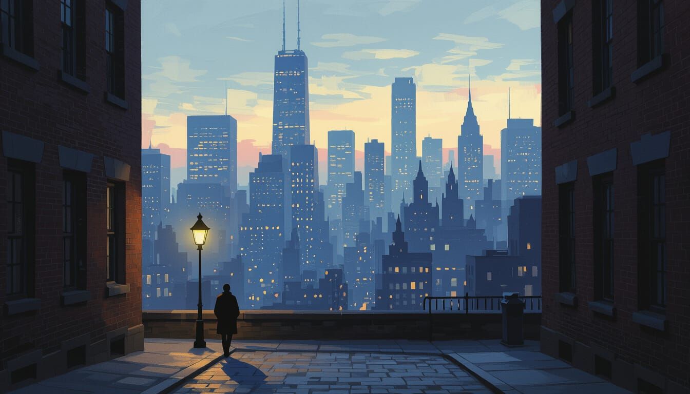 Moody Impressionist Cityscape at Dusk