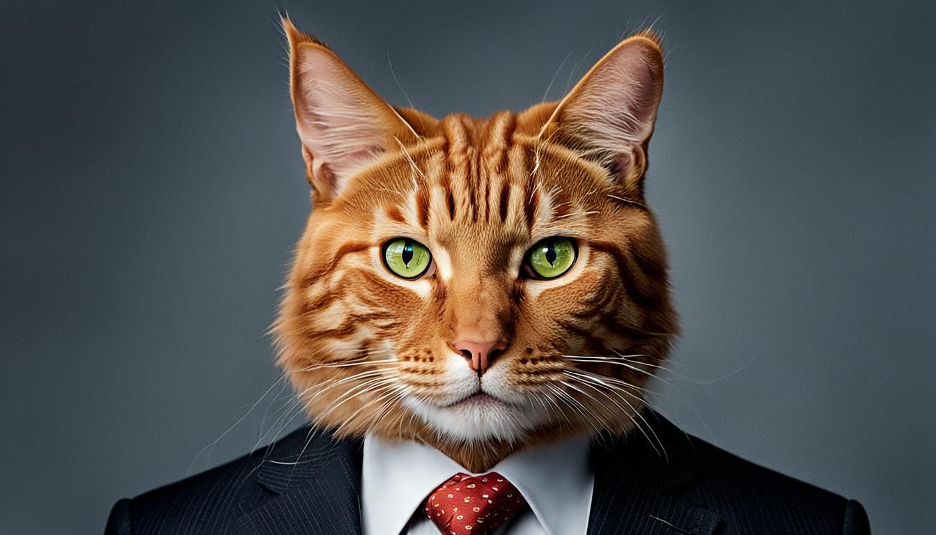 Orange Tabby Cat in Suit: Professional Portrait