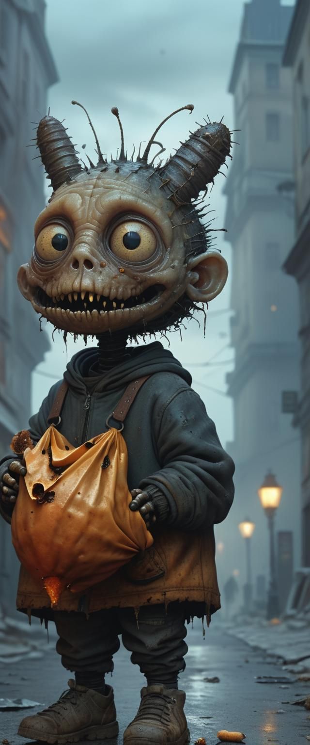 Boy with Maggots: Macabre Digital Art