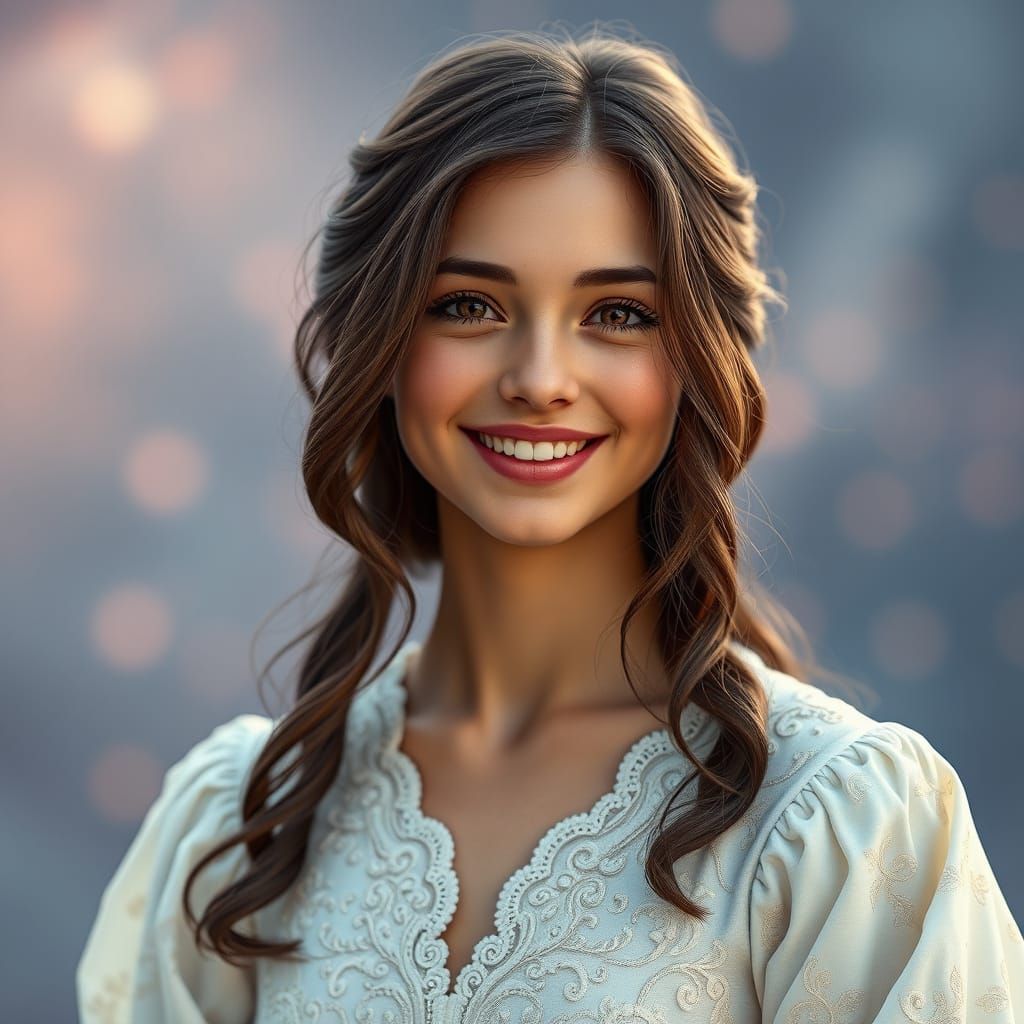 Enchanting Brunette Goddess in Mystical Gown