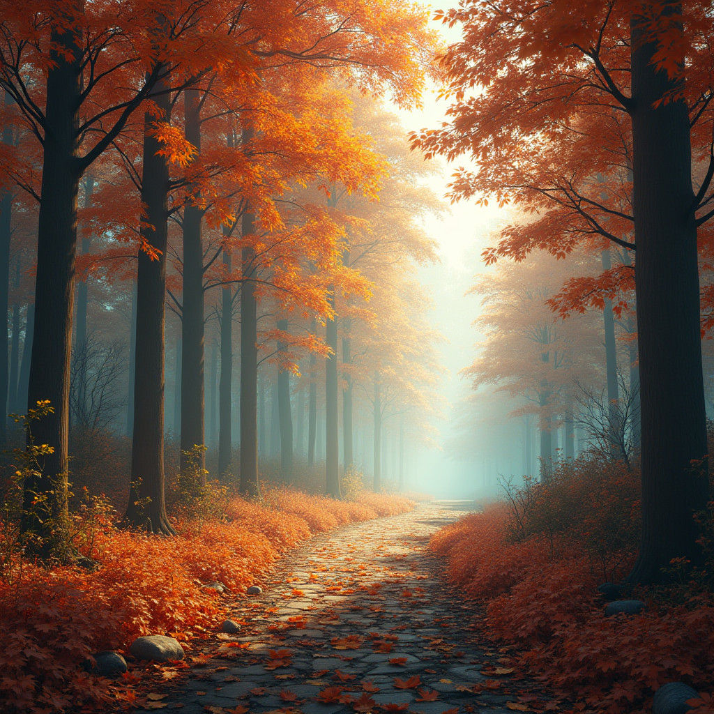 Autumnal Forest: Serene Fantasy Landscape in Matte Painting ...