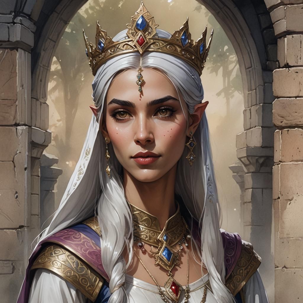 High Elf Queen Mysantha: Watercolor Concept Art