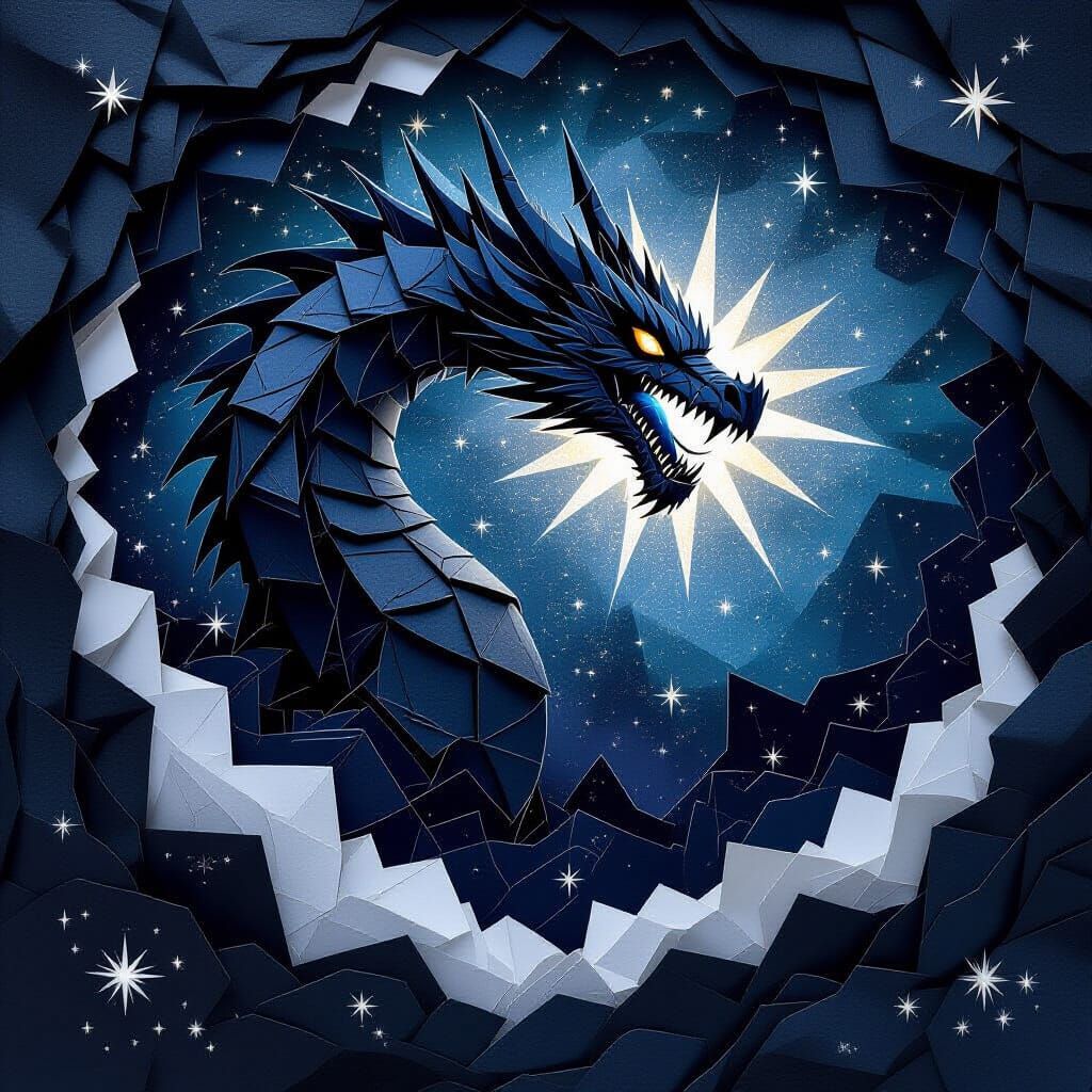 Cosmic Dragon Papercraft Consuming Stars