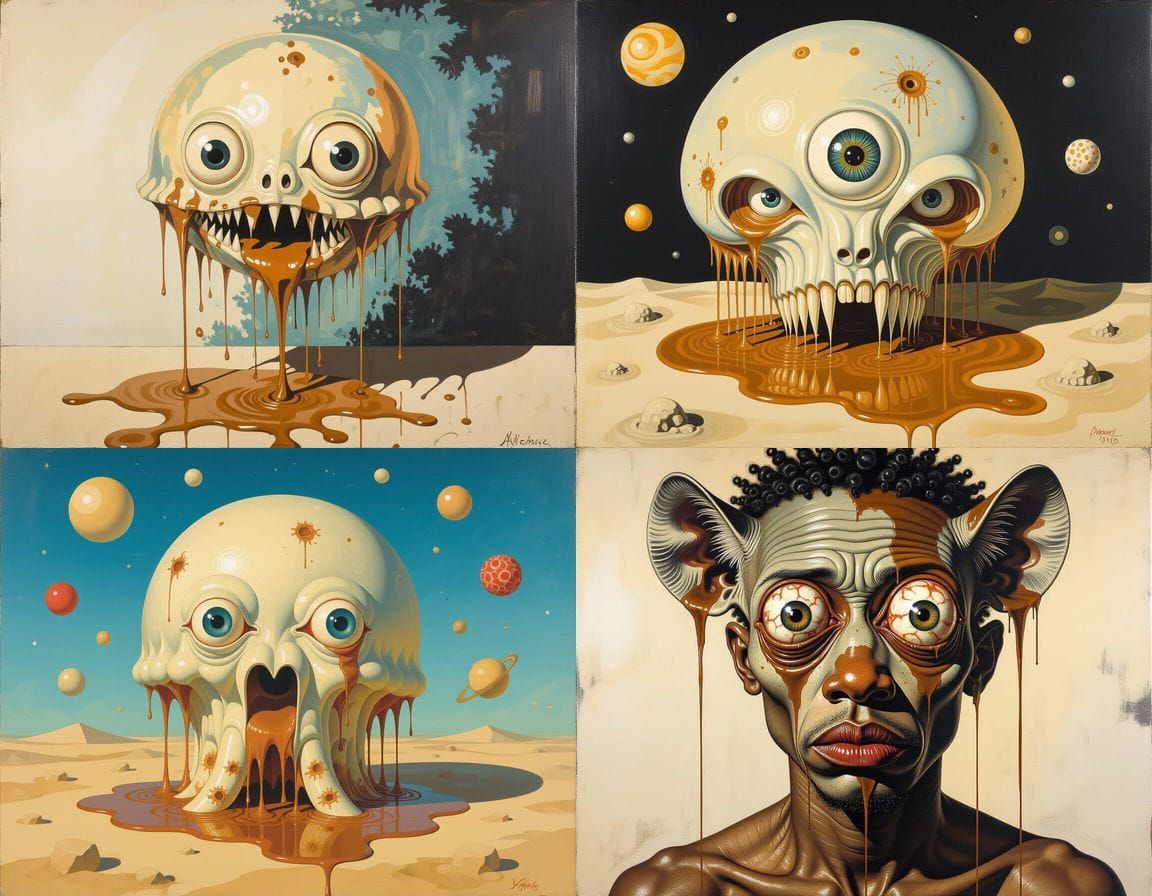 Surreal Mythical Jellyfish Hyena in Oil Painting Style