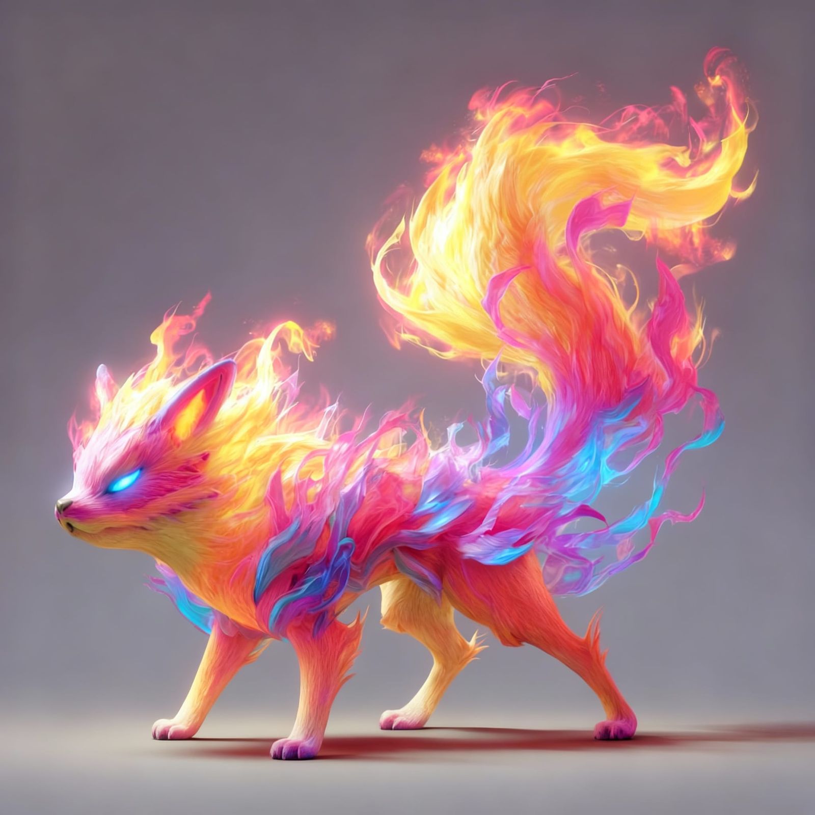 Spirit Fox Creature in Pokémon Style