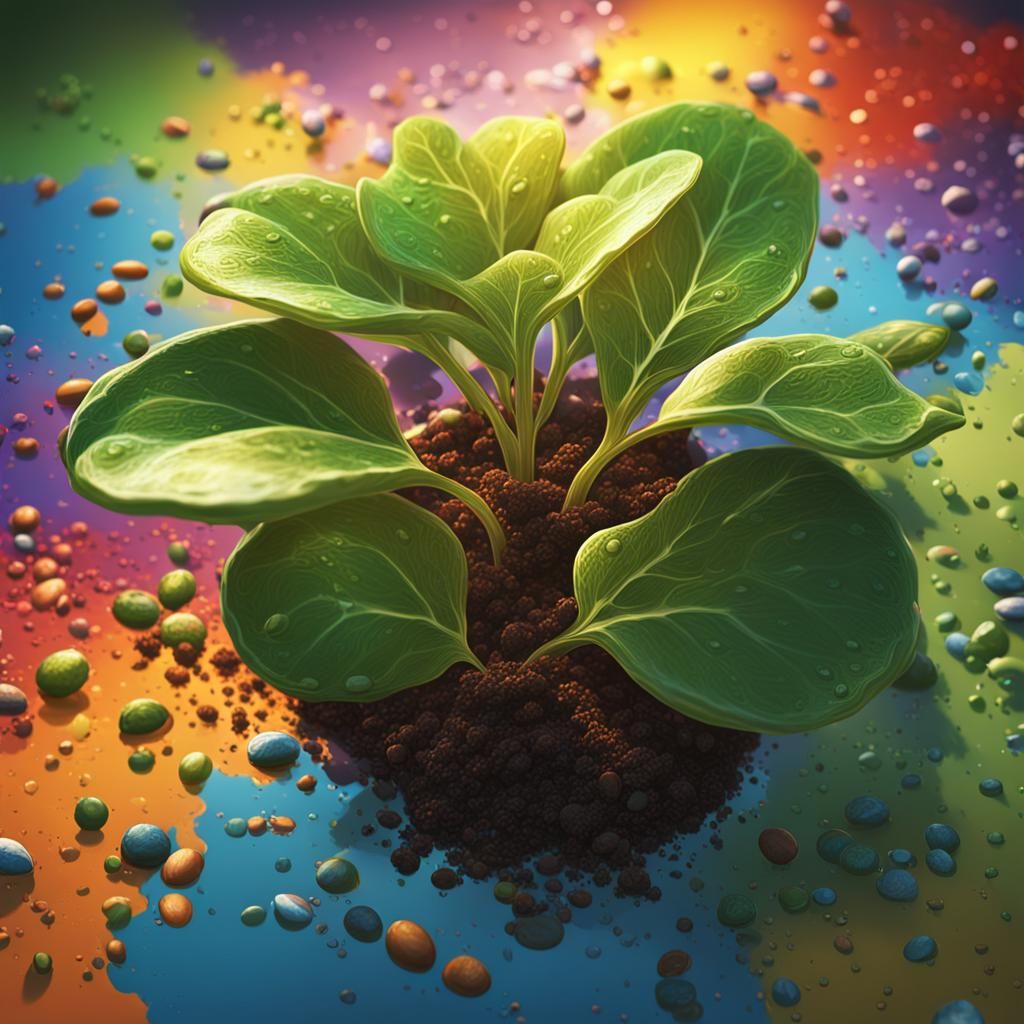 Hyperrealistic Seedling with Dramatic Lighting and Color