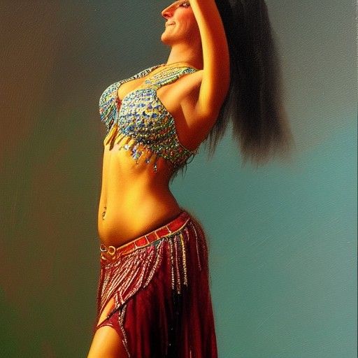 Elegant Belly Dancer in Oil Painting Style
