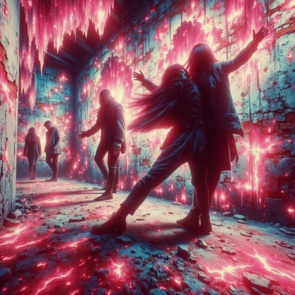 Surreal Silhouettes Emerge from Flickering Light