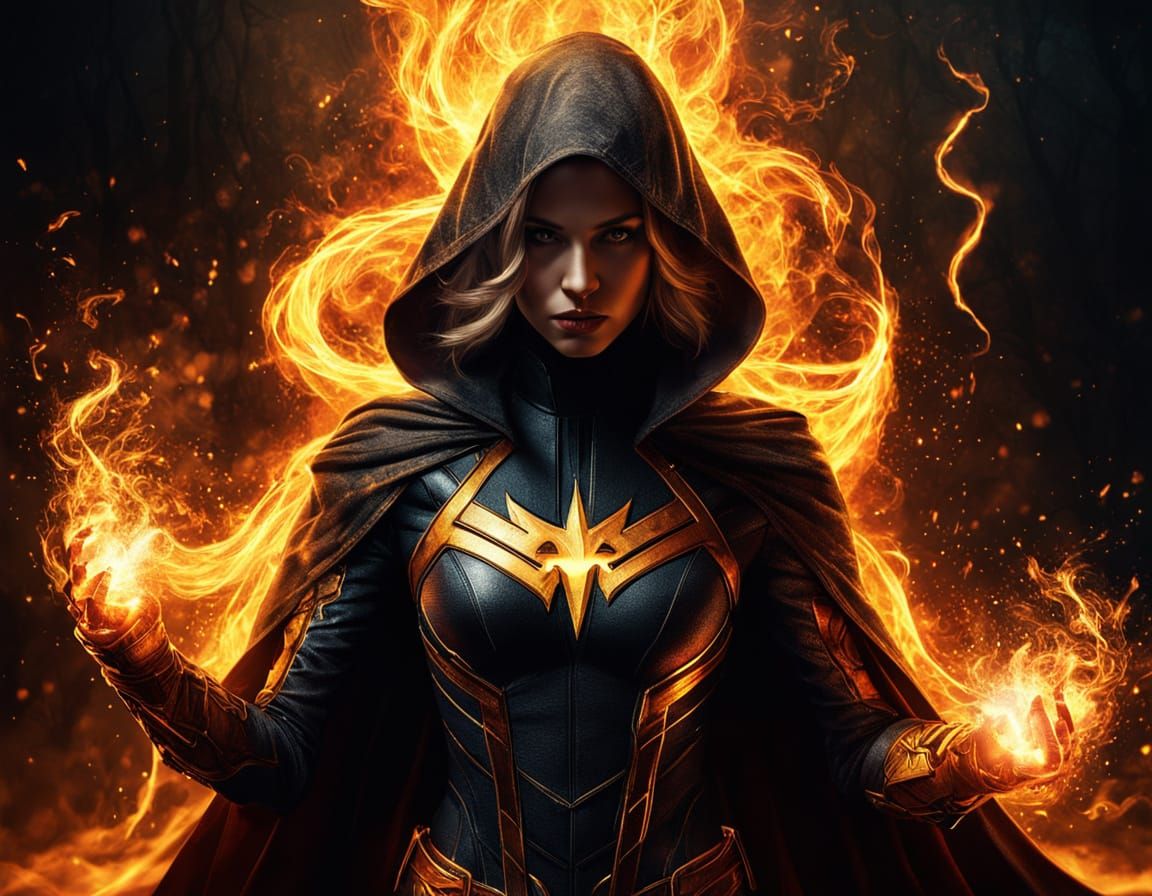 Mystical Woman and Fiery Superhero: Golden Age Illustration