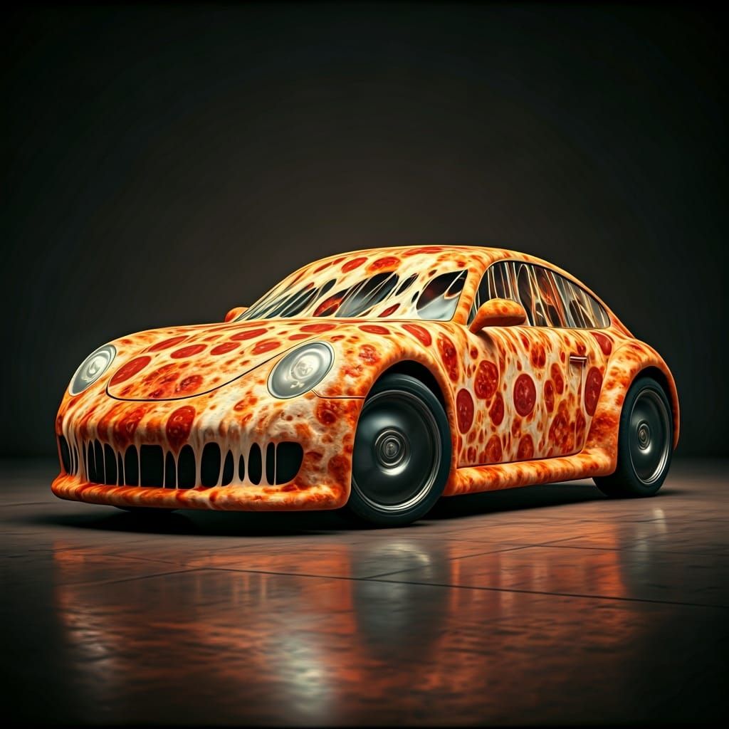 Pizza Car in Futuristic Rustic Style