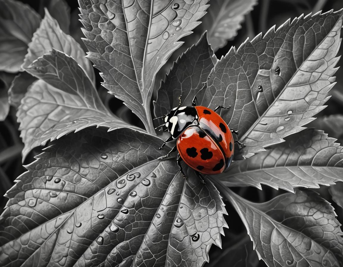 Ladybug Macro Photography in Black and White