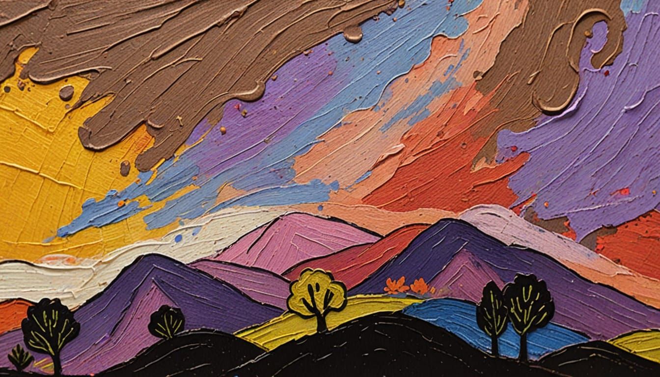 Fauvist Landscape Painting on Cocktail Napkin