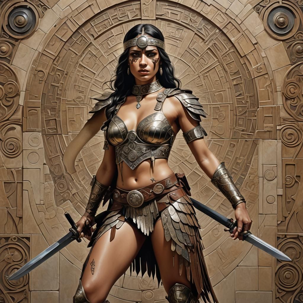 Bedouin Warrior Woman at Battle of Alamo: Art Deco