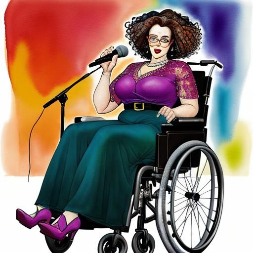 Vibrant Singer on Stage as Watercolor Painting