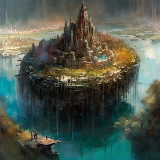 Floating Island City Inspired by Minas Tirith