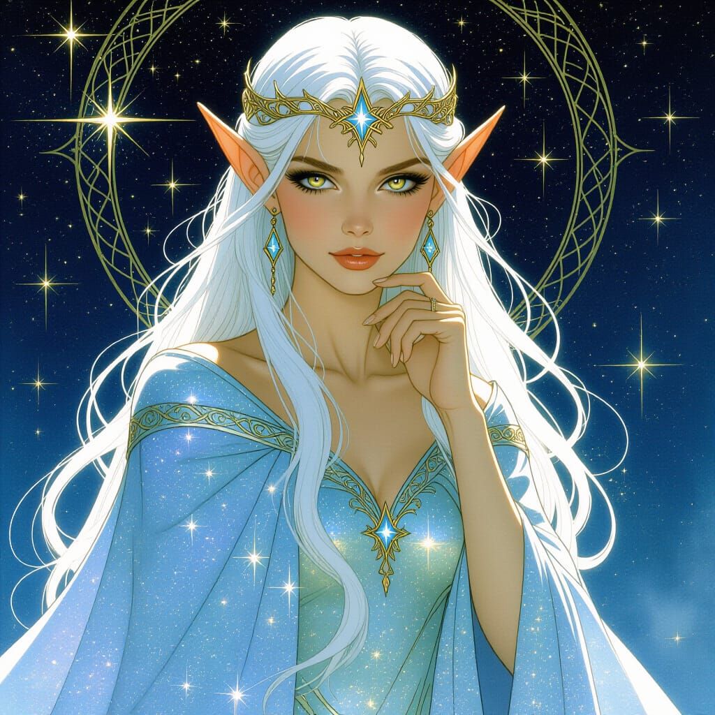 Ethereal Elf Queen in Starshine Robe