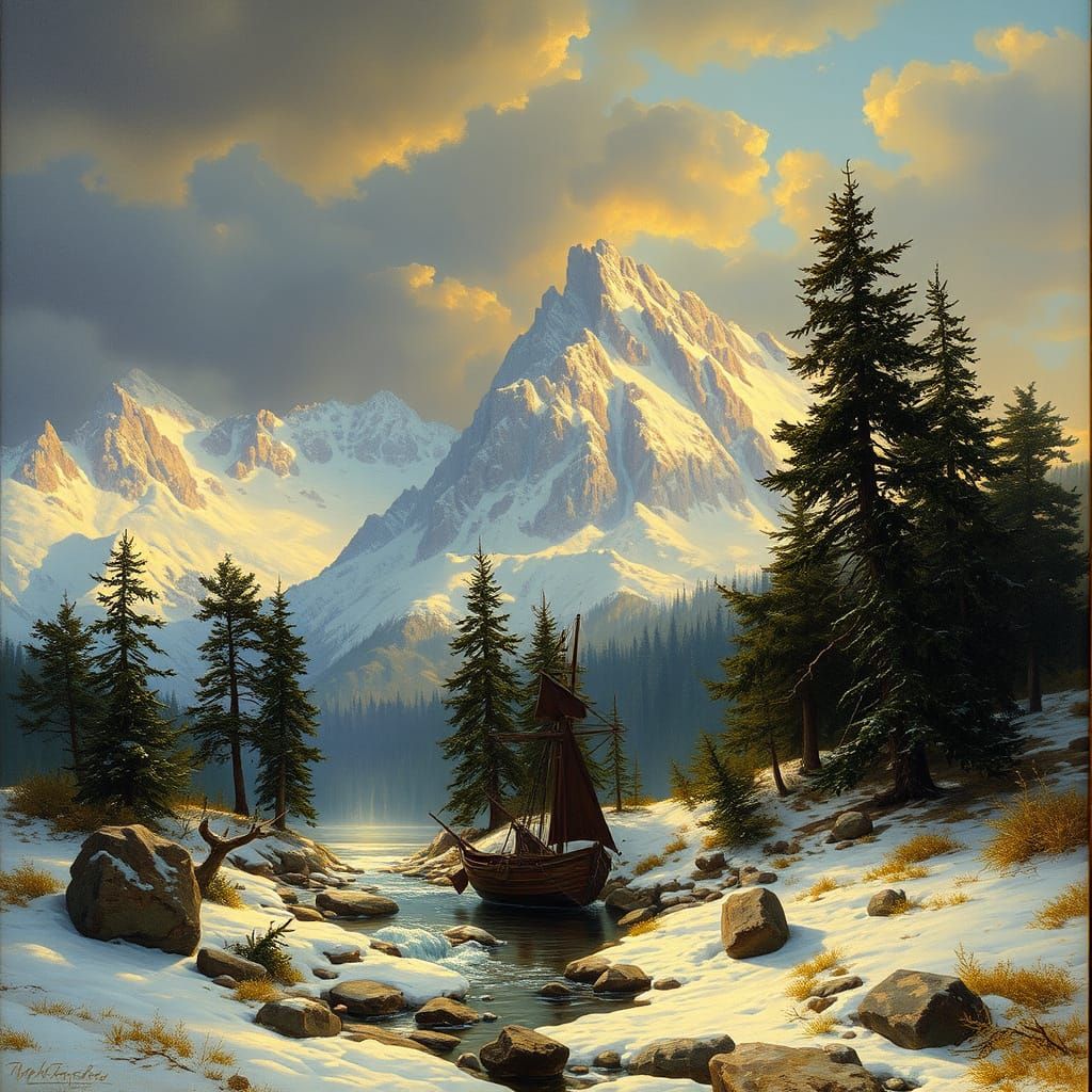 Majestic Wilderness Landscape in Hudson River School Style