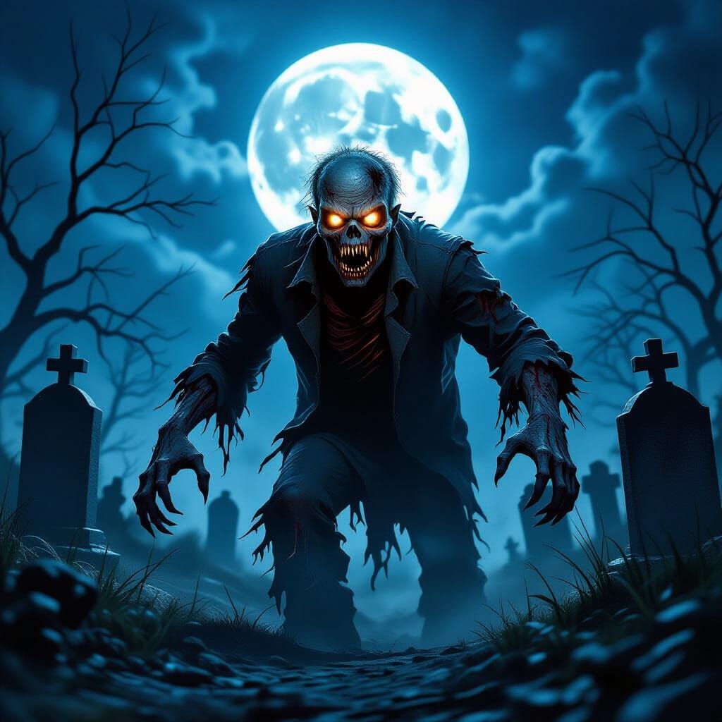 Horrifying Halloween Zombie Monster with Glowing Malevolent ...