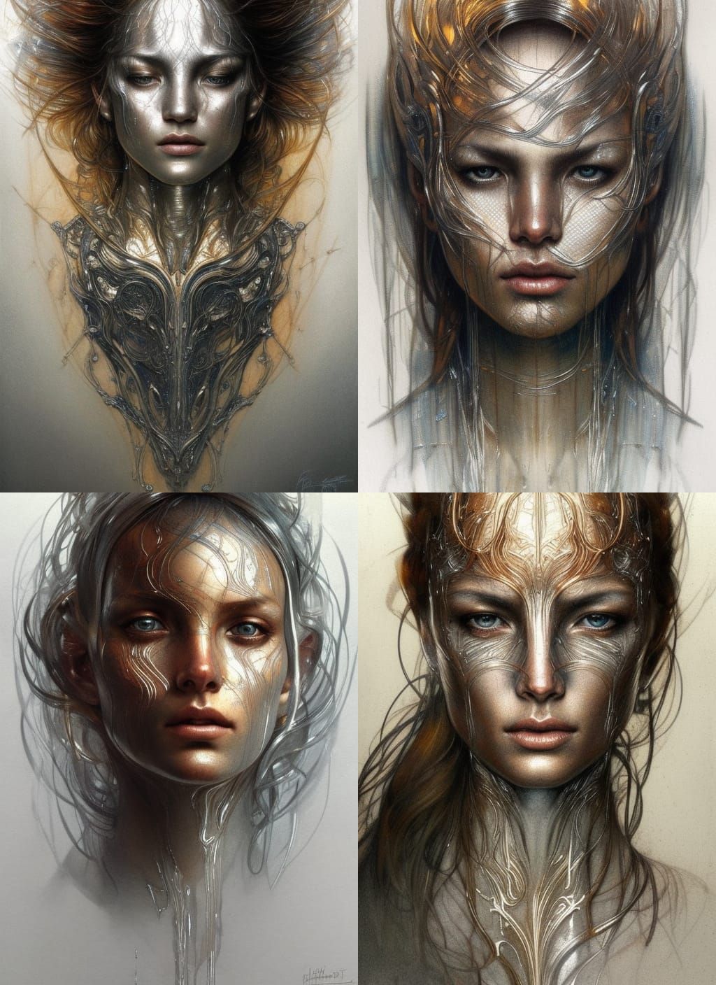 Molten Silver Portrait in Colored Pencil Style