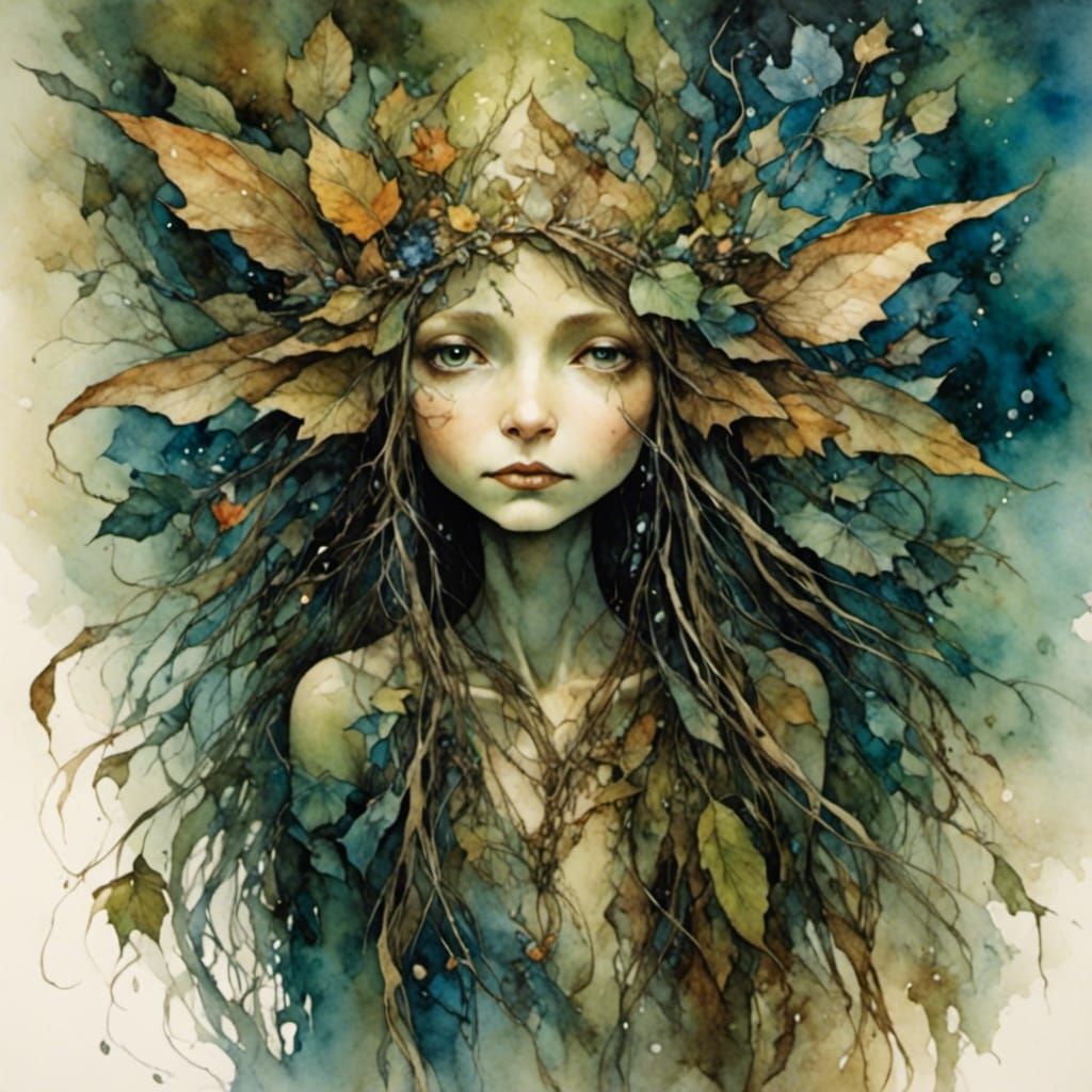 Ethereal Faerie in Water-Ink Color Style