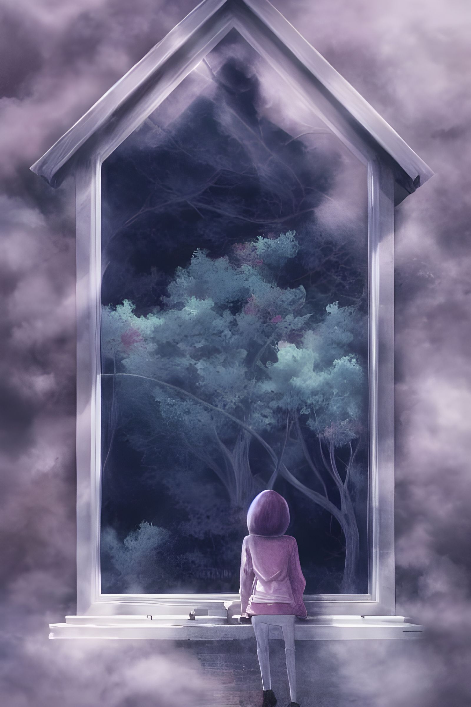 Fog Heart Window: Digital Art in WLOP Style
