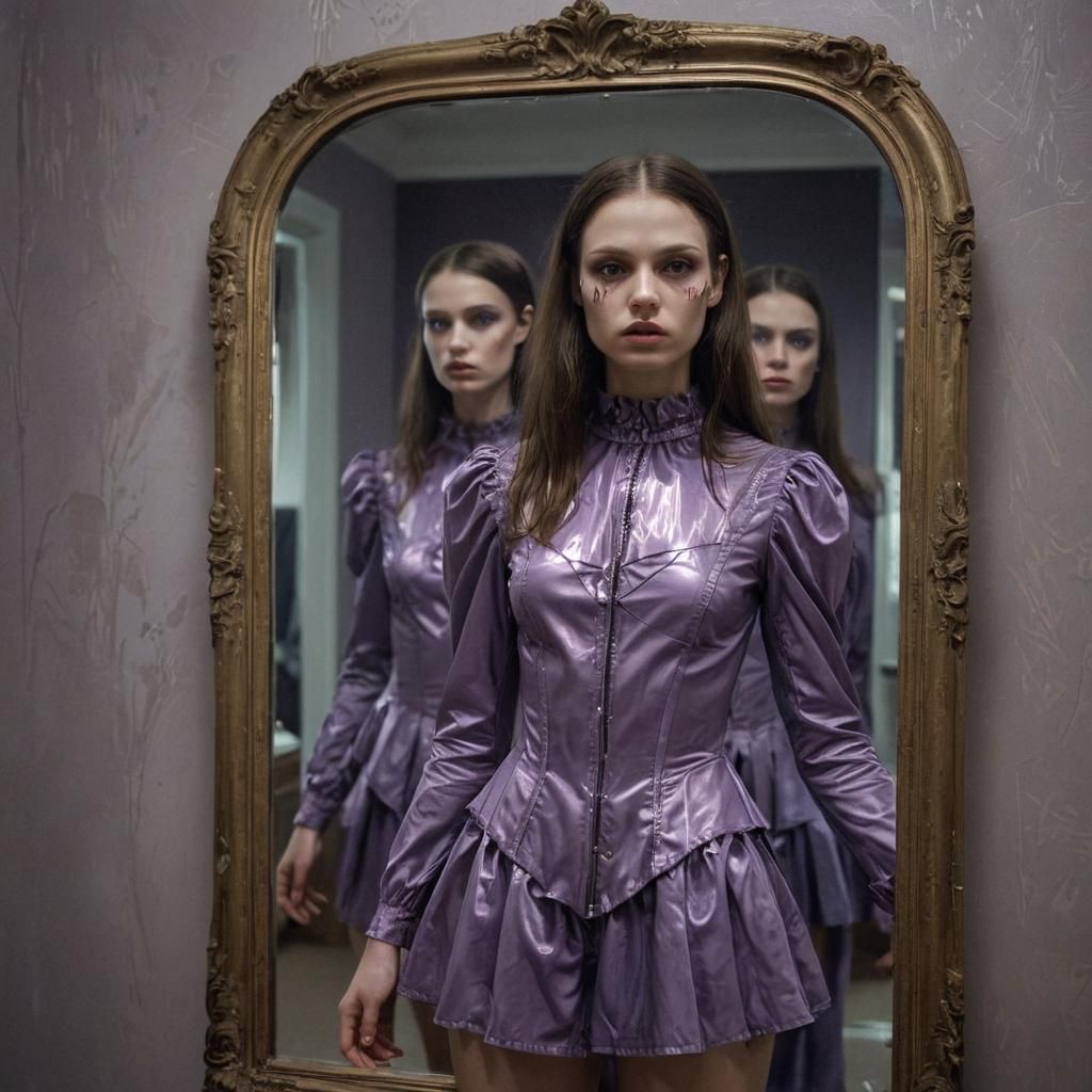 Eerie Surrealist Portrait with Alternate Reflection