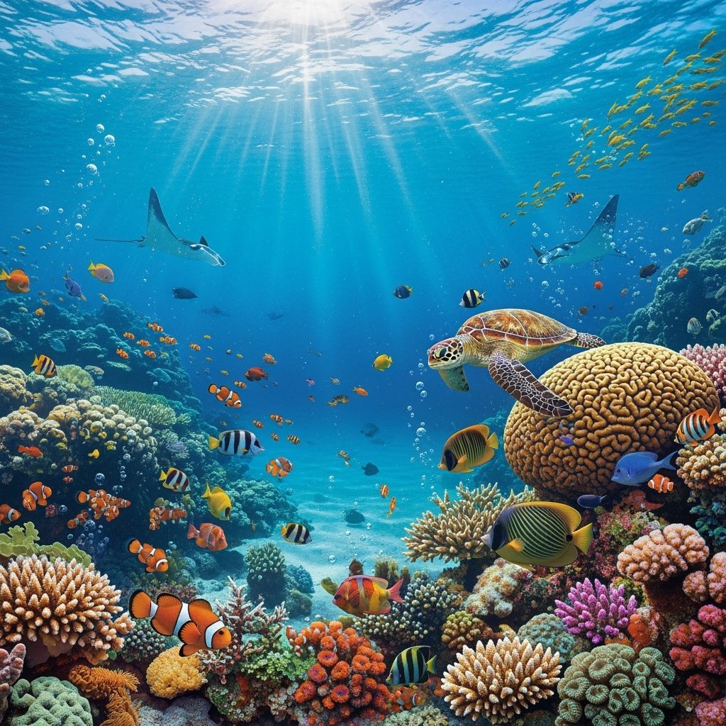 Vibrant Coral Reef Teeming with Marine Life