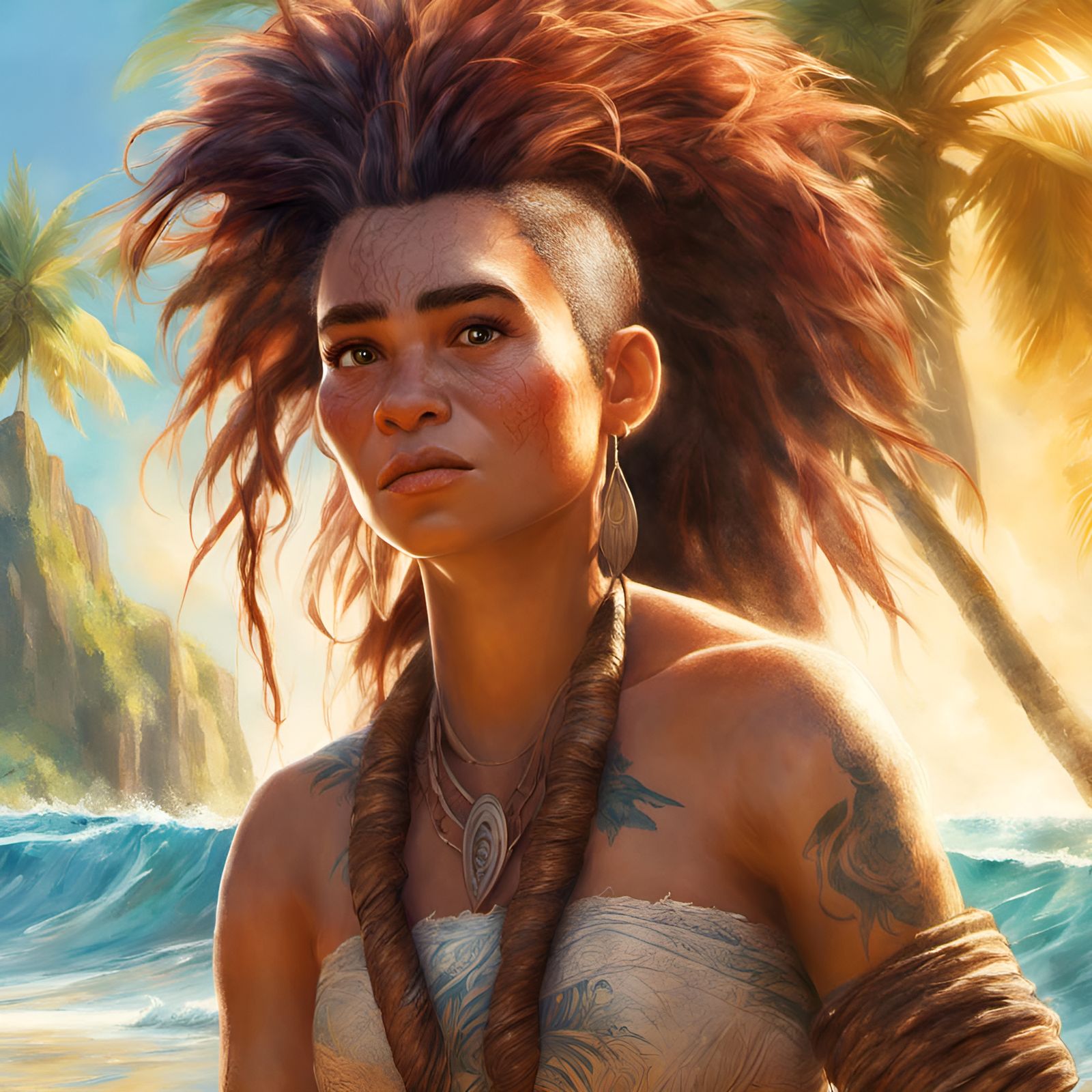 Moana with a Mohawk: Digital Character Portrait