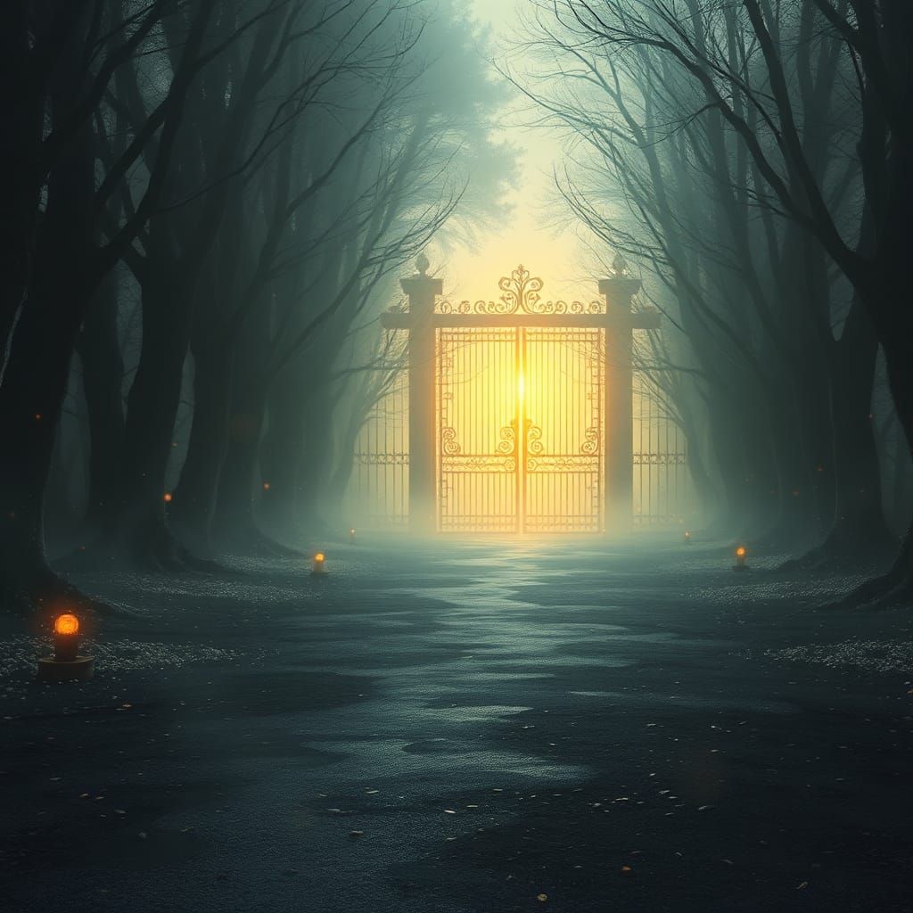 Gloomy Grove with Golden Gossamer and Gleaming Gate